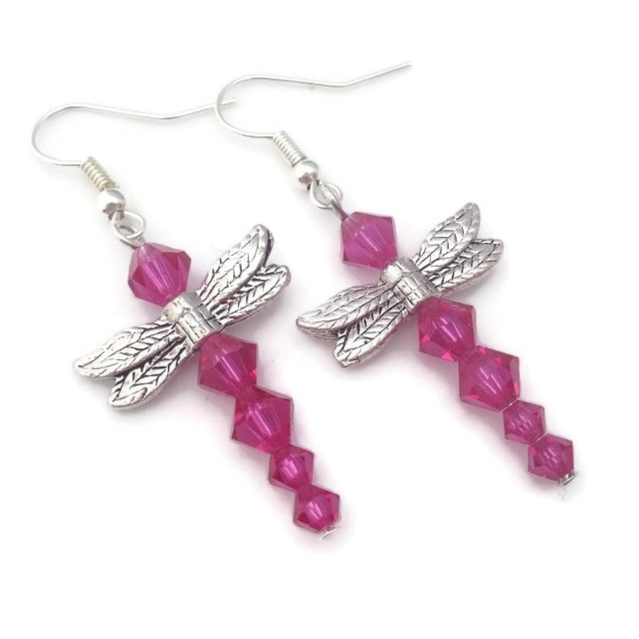 Pink Dragonfly Earrings