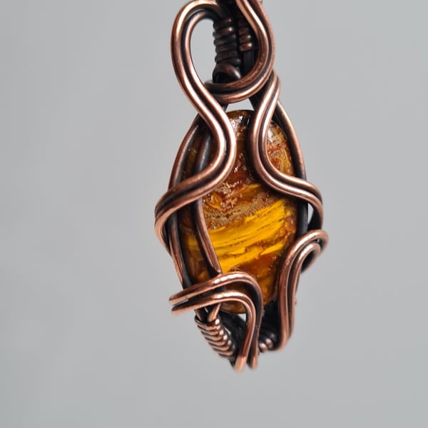 Handmade Natural Golden Pietersite & Copper Necklace Pendant Crystal Jewellery