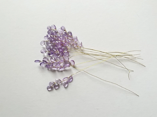 (FS21G mixed purple ) 10 Stems Handmade Crystal Bead Leaf Sprays with Gold Stems