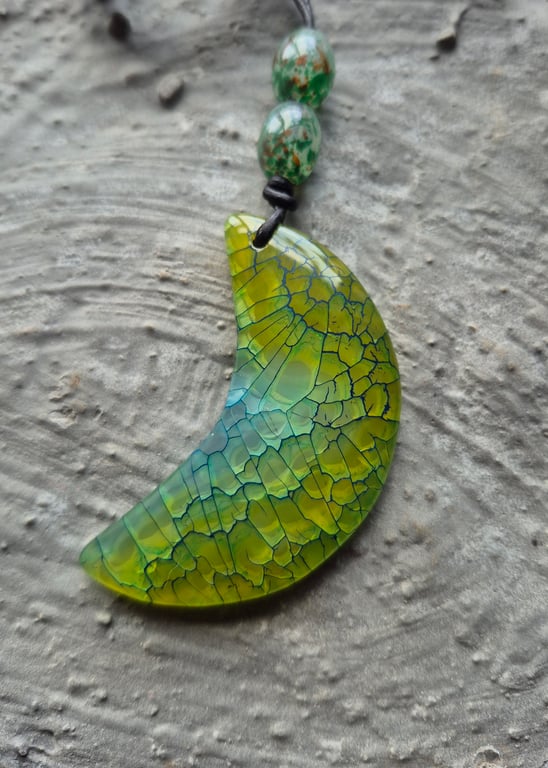 Green and Blue Dragon Vein Half Moon Pendant