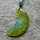 Green and Blue Dragon Vein Half Moon Pendant
