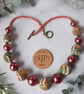  Statement necklace in mustard, red and sage polymer clay - Image 2