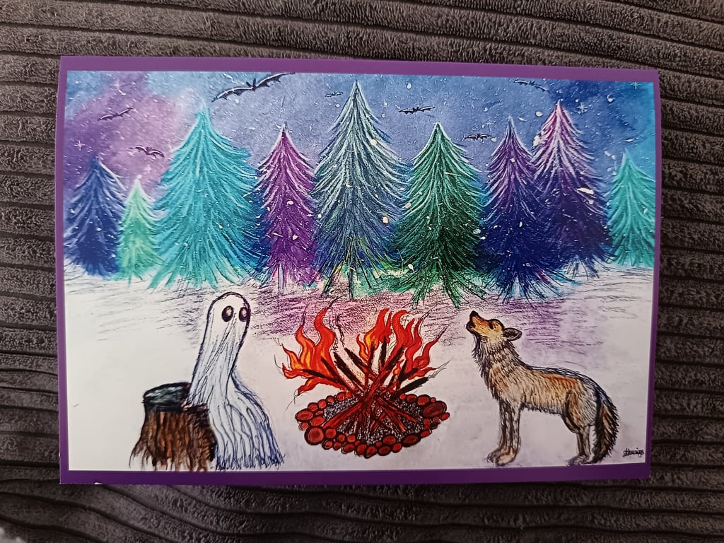 Haunted Night: A5 blank greetings or Christmas card