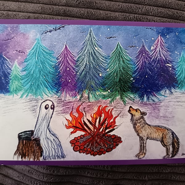 Haunted Night: A5 blank greetings or Christmas card