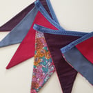 Beautiful Floral Hot Pink, Blue and Purple Bunting on Bluebell Binding