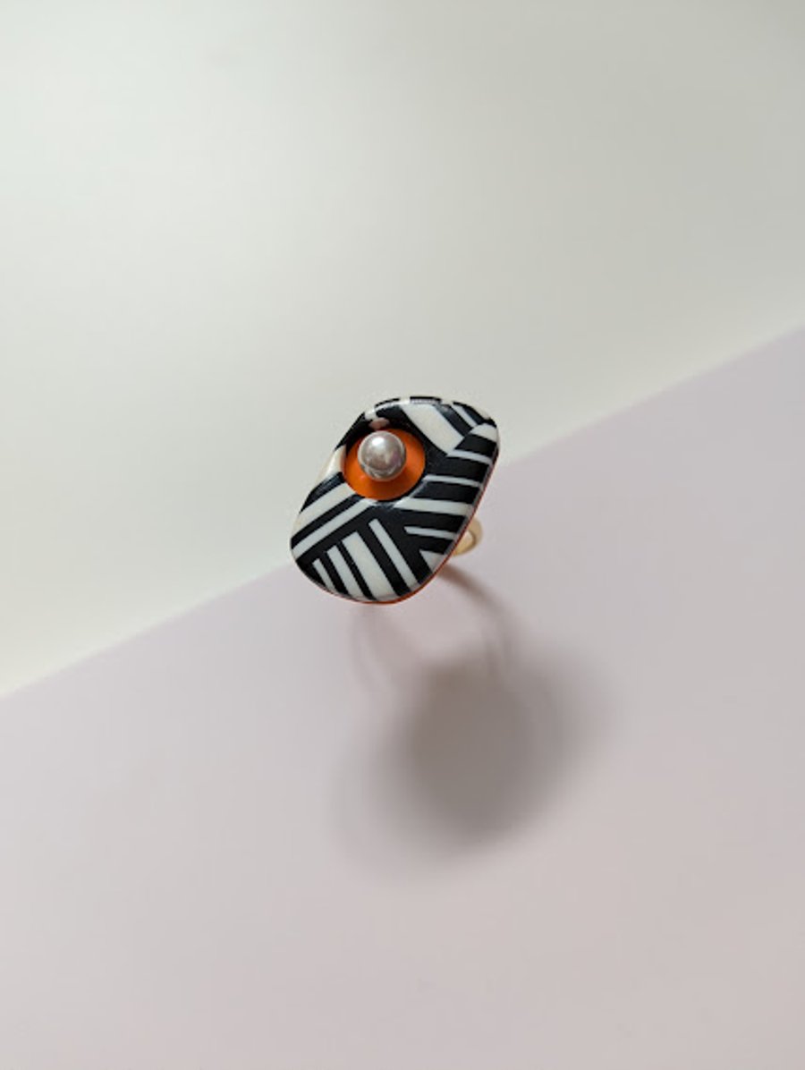 Handmade Polymer Clay Ring - The Sunset Eye Ring