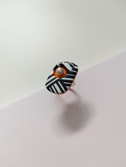 Handmade Polymer Clay Ring - The Sunset Eye Ring