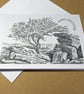Sticks and Stones Pencil Art Card: Blank or Personalised A6-Size Greetings Card - Image 3
