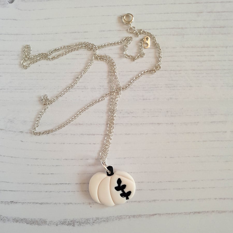 Halloween Black and White pumpkin necklace