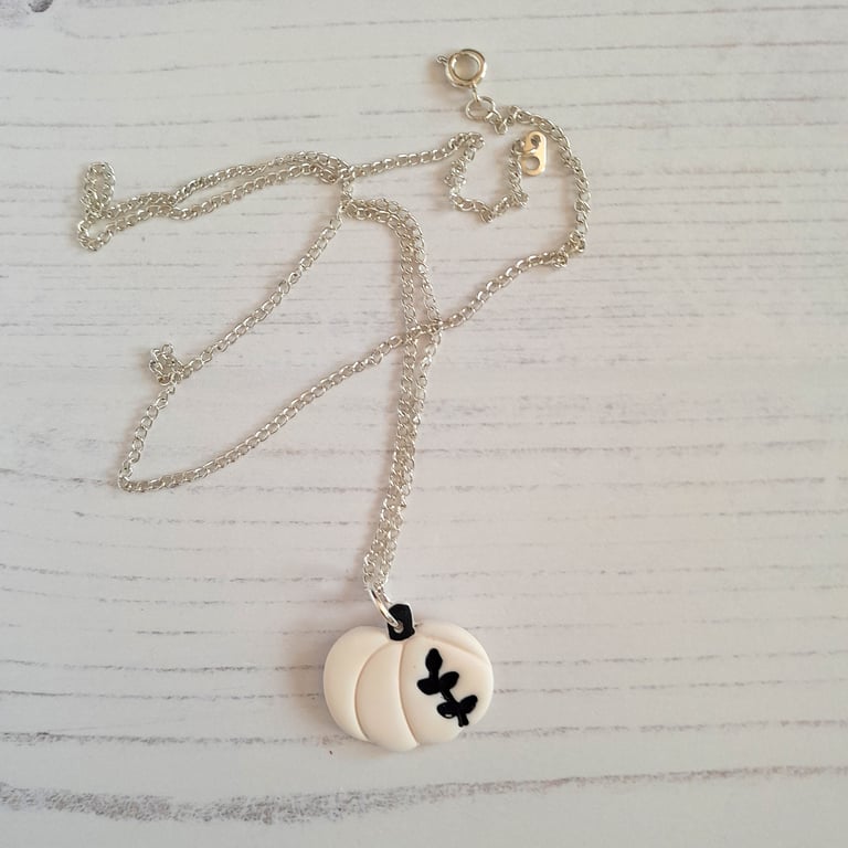 Halloween Black and White pumpkin necklace