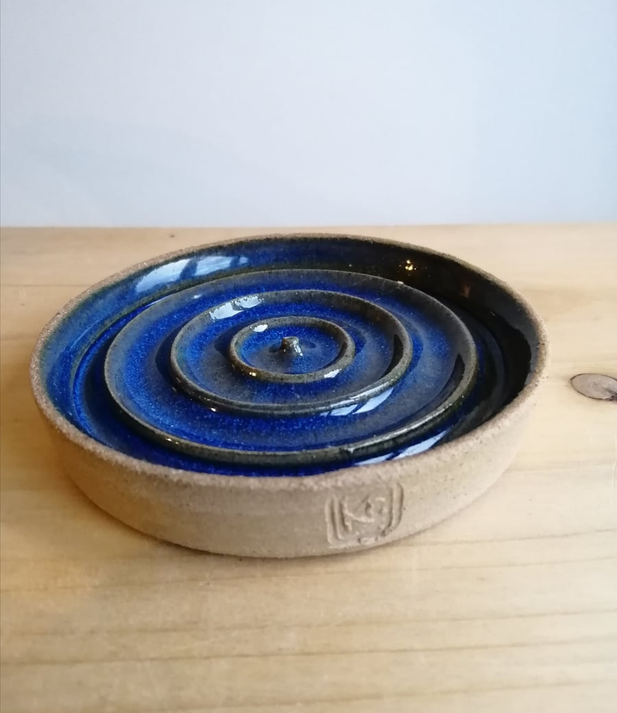 Handmade soap dish Barbrook Blue glaze