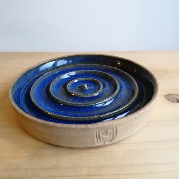 Handmade soap dish Barbrook Blue glaze