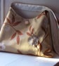 Soft fabric shoulder bag with machine embroidered beetle - Image 1