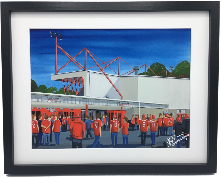 Crawley Town F.C, Broadfield Stadium. Framed, High Quality Football Art Print.