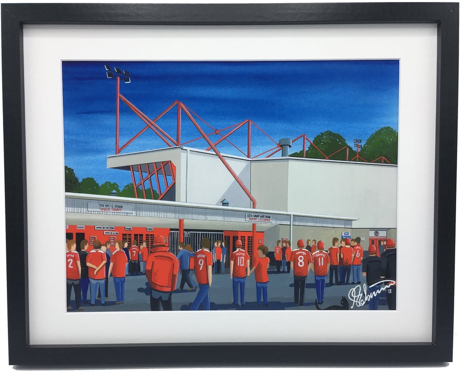 Crawley Town F.C, Broadfield Stadium. Framed, High Quality Football Art Print.