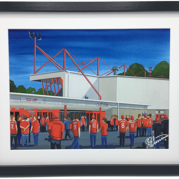 Crawley Town F.C, Broadfield Stadium. Framed, High Quality Football Art Print.