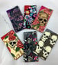 Skulls glasses case, slip case, options, handmade