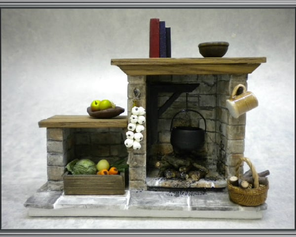 1:12th Dolls House Fireplace Cottage Tudor Medieval 