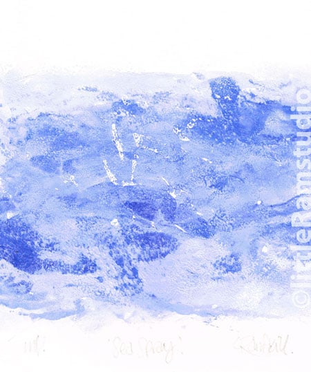 Seascape Abstract Art - Sea Spray - Original Mono Print OOAK