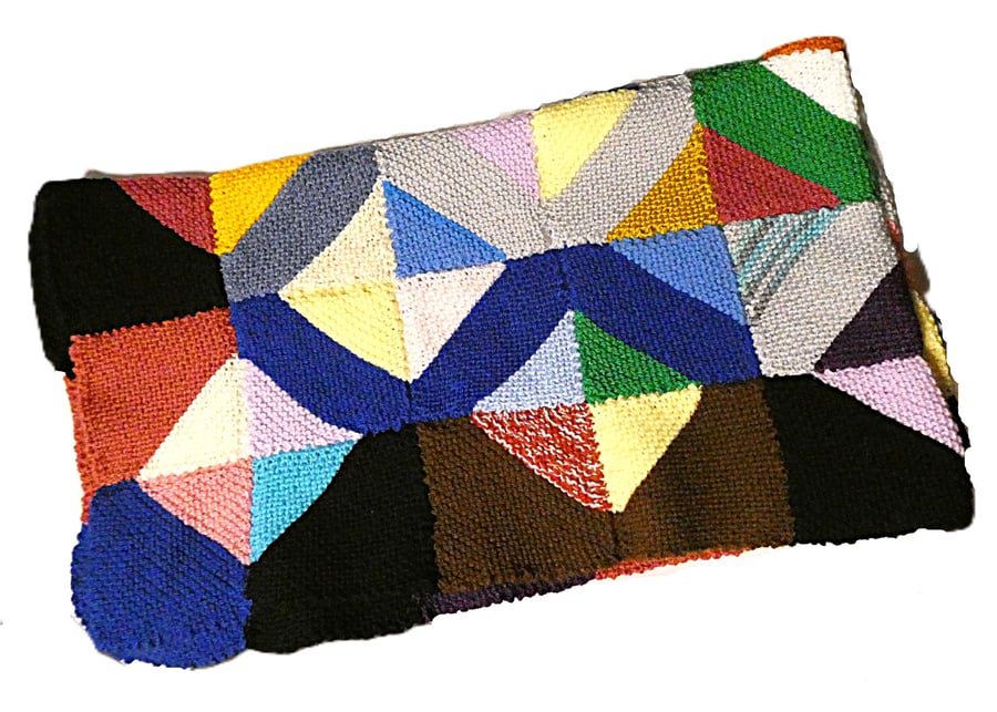 Colourful handmade knitted blanket 