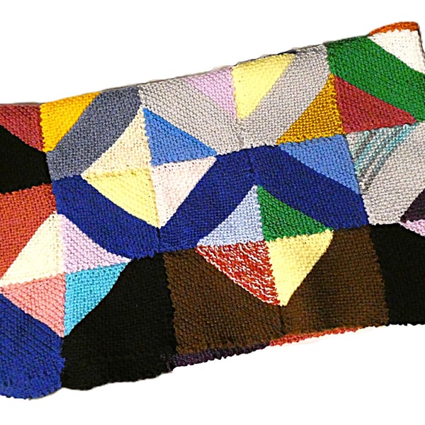 Colourful handmade knitted blanket 