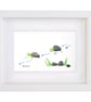 Turtle Picture - Sea Glass & Pebble Art - Framed Handmade - Wall Decor