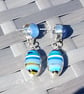 Surfite & Blue Seaglass Earrings Fine & Sterling Silver Jewellery Gift Upcycled - Image 4
