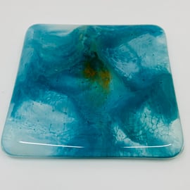 Fabulous Fused Glass Coaster painted with enamel paints