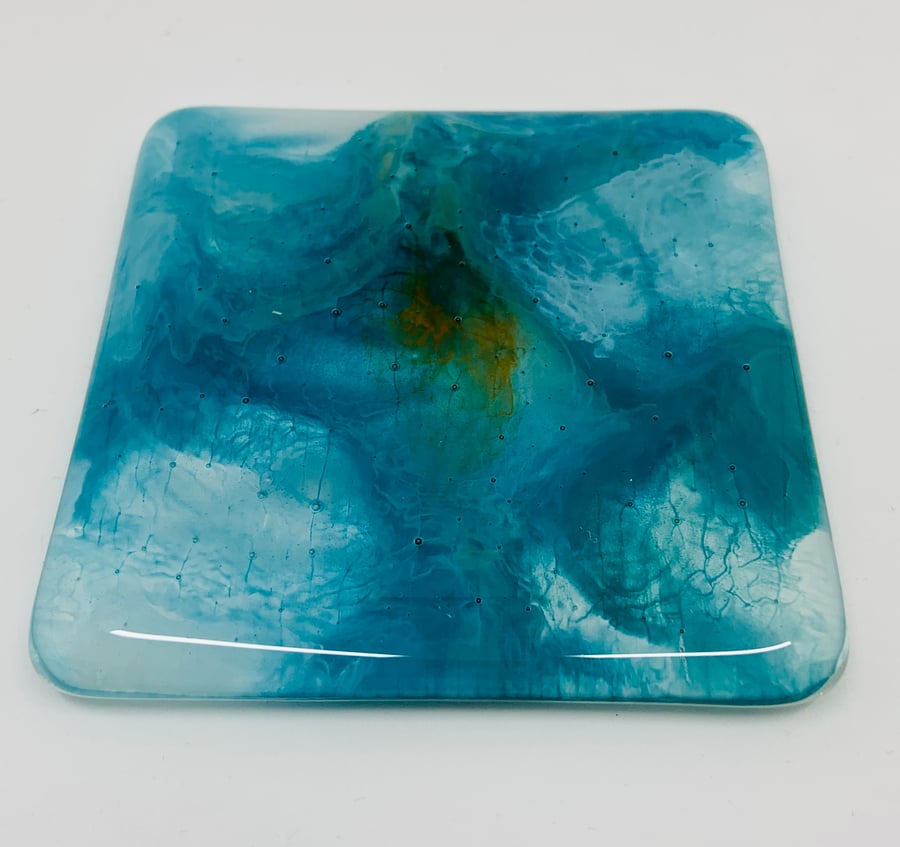 Fabulous Fused Glass Coaster painted with enamel paints