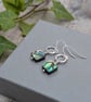 Sterling Silver Hammered Circle Earrings with Abalone Shell Beads  JBJ1096