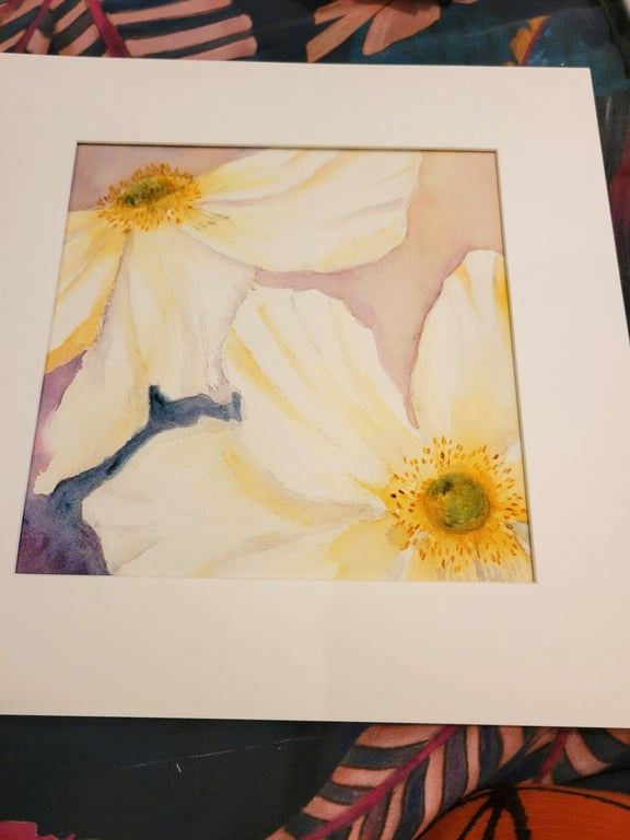 Original Artwork. Watercolour Painting of white Flowers