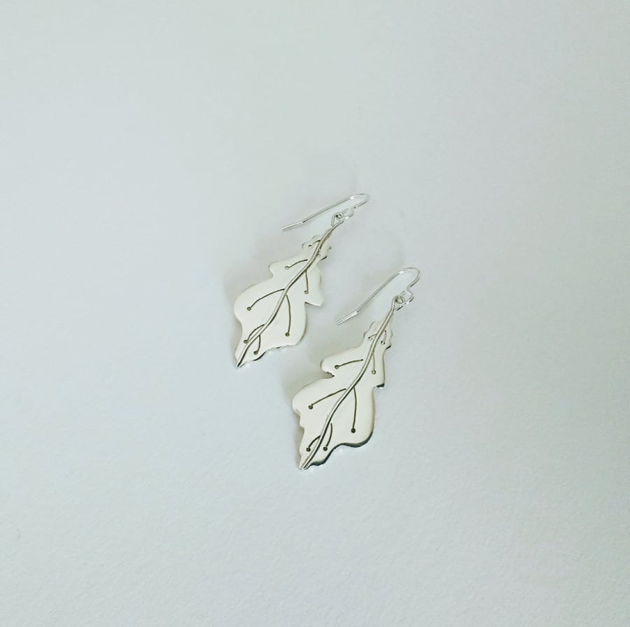 Sterling Silver Oak Leaf Earrings