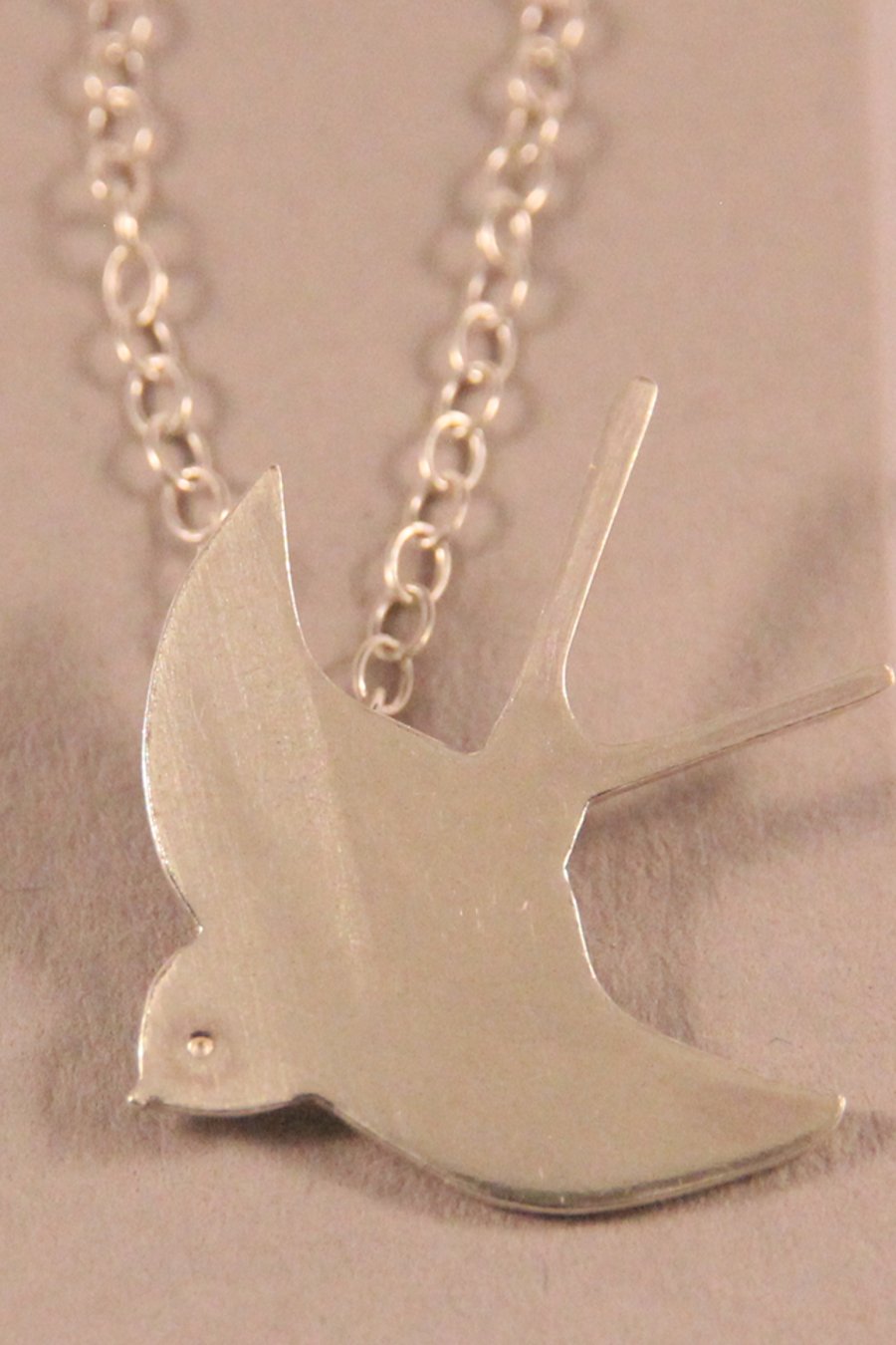 Silver Necklace Flying Swallow