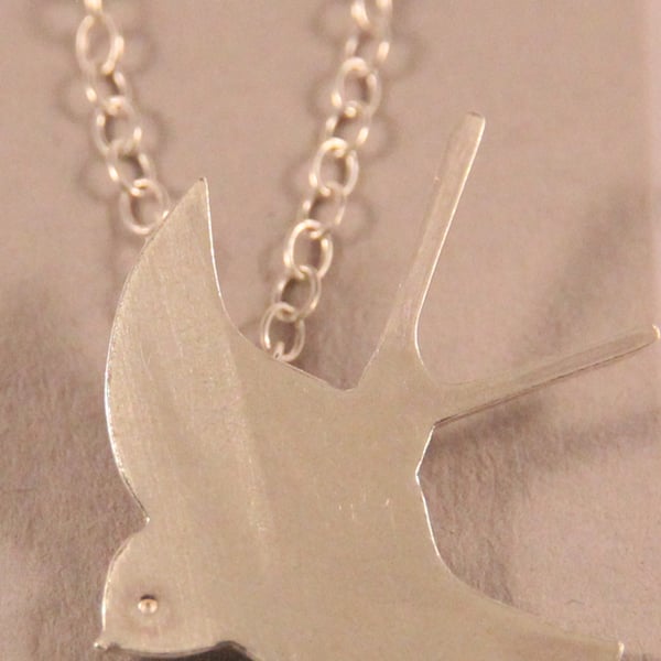 Silver Necklace Flying Swallow