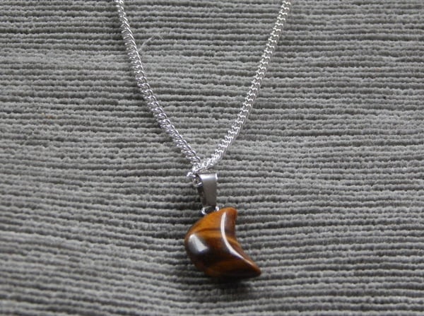 Crescent Pendant Gemstone on Silver Chain