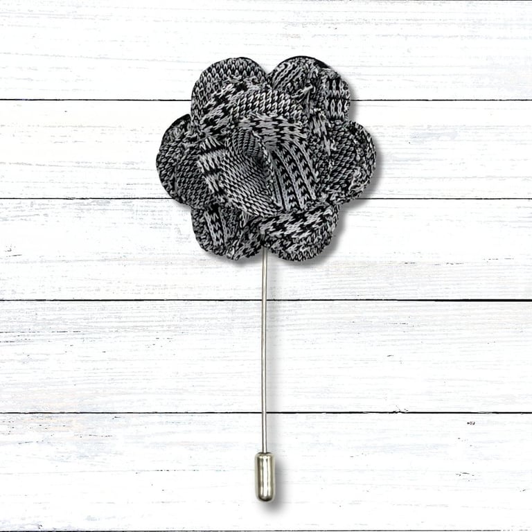 Flower Lapel Pin, Black and White, Wedding Buttonhole, Christmas Gift
