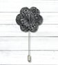 Flower Lapel Pin, Black and White Flower, Wedding Buttonhole, Boutonniere  - Image 1