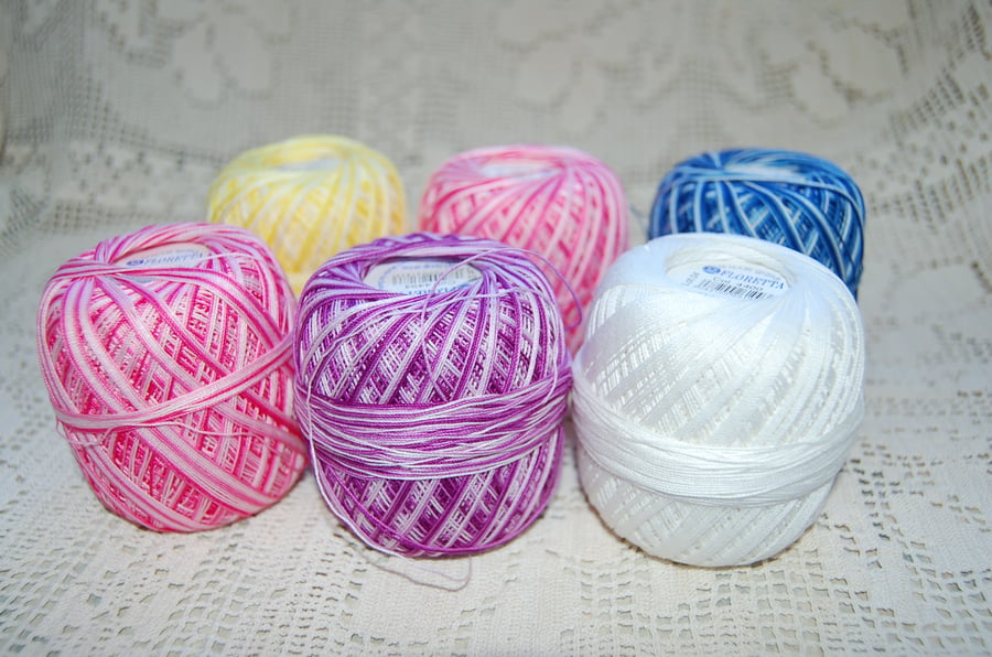 Destash - Coates Floretta 20 crochet cotton - 6 part used balls