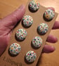 Set of eight scrap bag buttons - floral design on off white background - Image 2