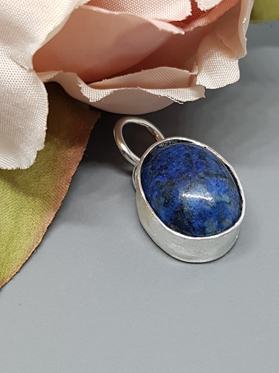 Sterling Silver Lapis Lazuli Pendant - Handmade