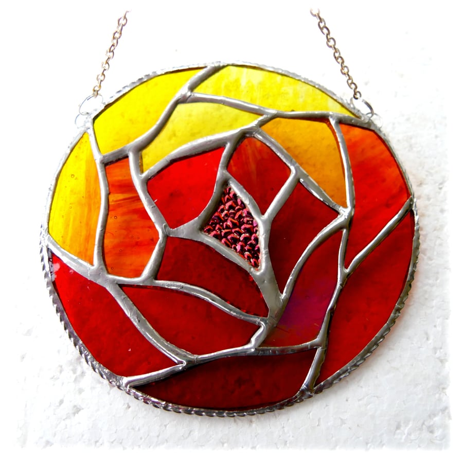 Stained Glass Suncatcher Fire Ball  Autumn Leaves 006