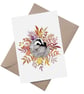 Sleepy Badger: Watercolour Woodland A5 Blank Greetings Card 