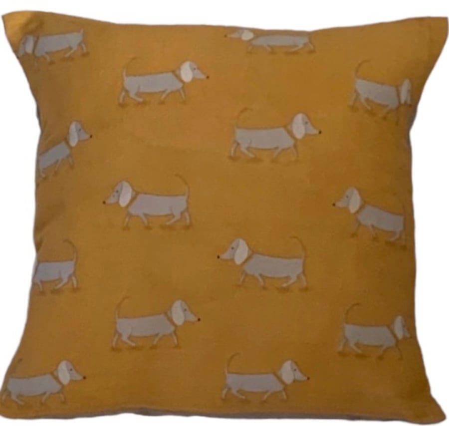Gold Dog Print Cushion Cover 16”x16” Last One