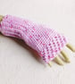 Non Wool Fingerless Gloves in a Pinky Lilac Flecked Yarn, Acrylic Handwarmers