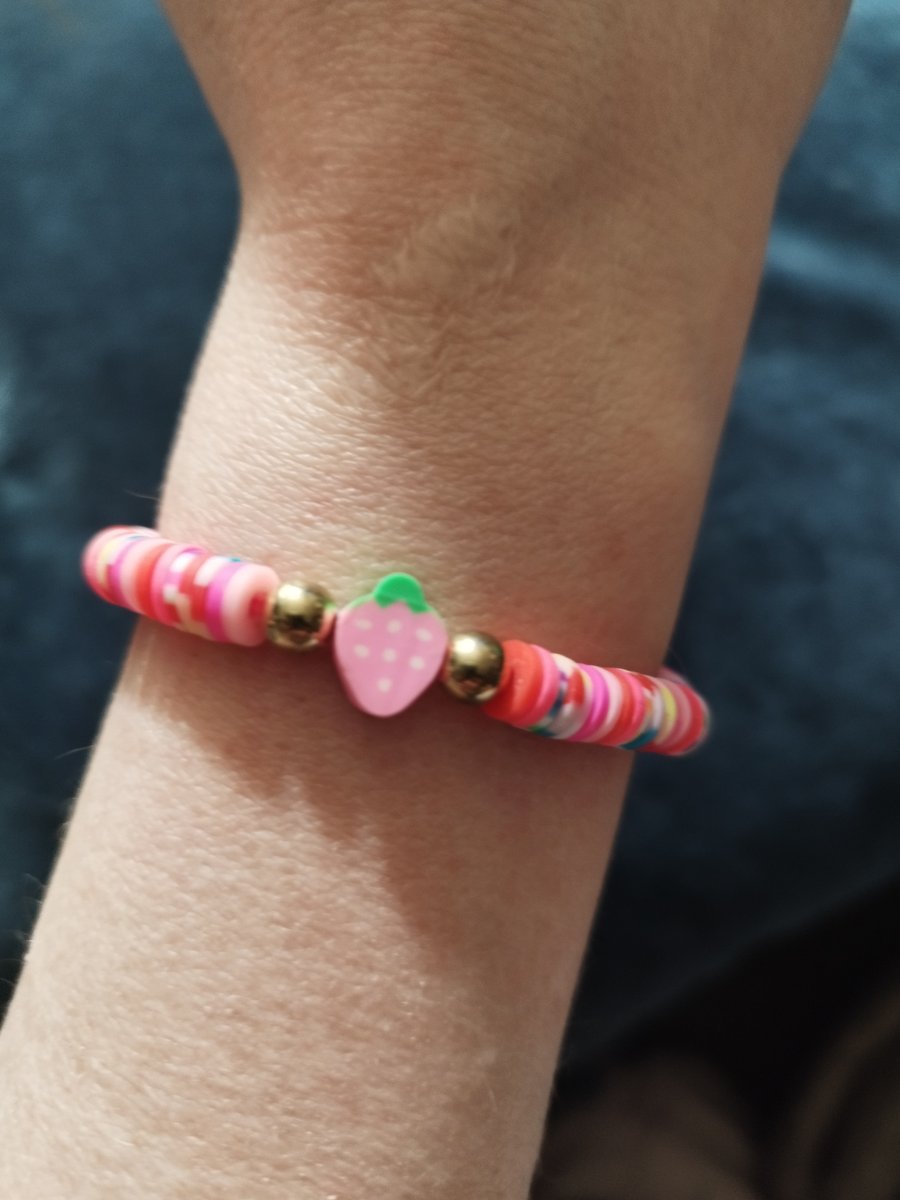 Strawberry claybead bracelet