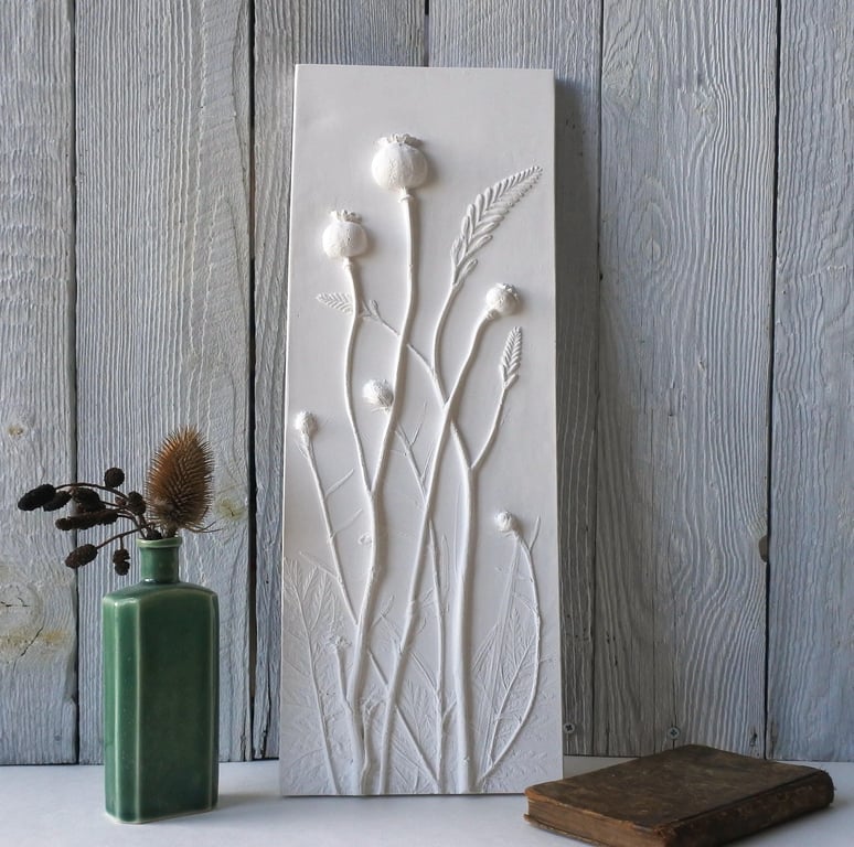 Poppies & Crocosmia Plaster Cast Wall Plaque Limited Edition