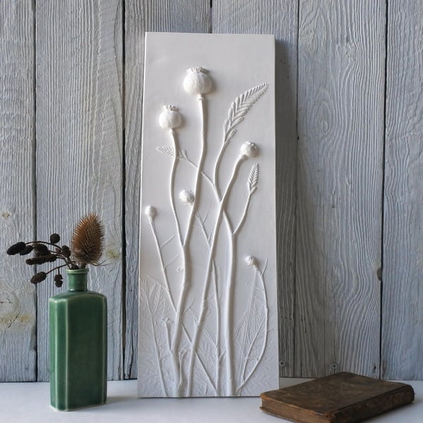 Poppies & Crocosmia Plaster Cast Wall Plaque Limited Edition
