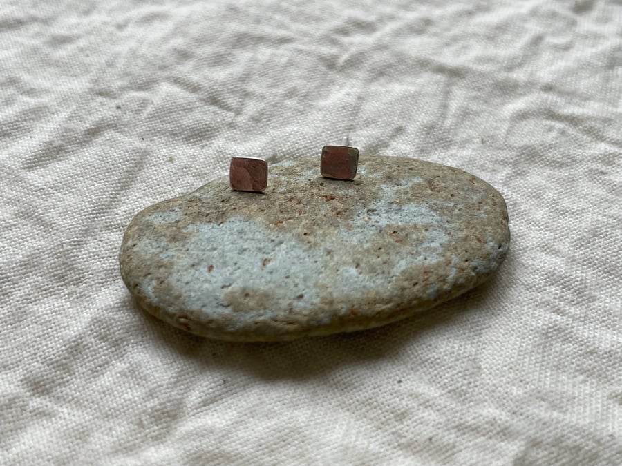 Tiny Square Earrings - Recycled Sterling Silver