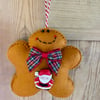Father Christmas Felt Gingerbread man Hanging Decoration