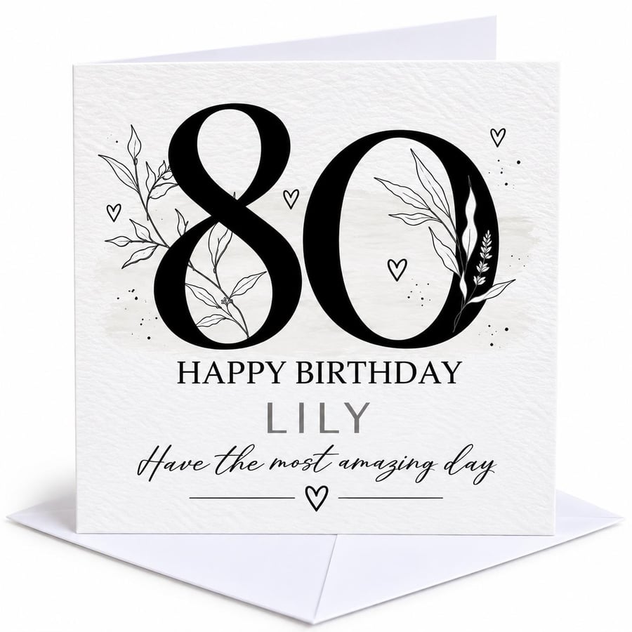 Personalised 80th Birthday Card For Her Nan Mum Nanna Grandma Great Grandma